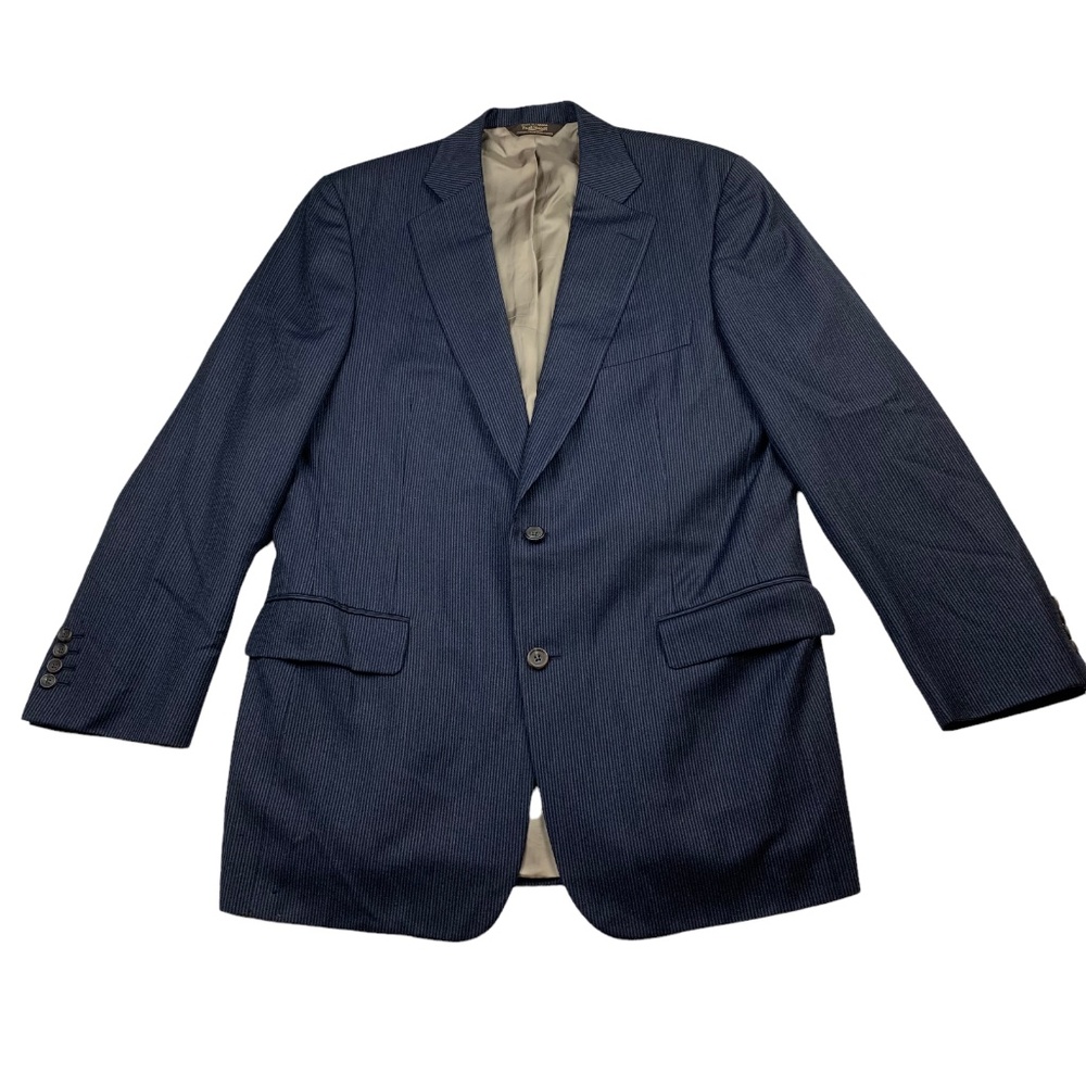Paul Stuart Men’s 100% Wool 2-Button Blazer Jacket Navy Blue Stripe • 42L